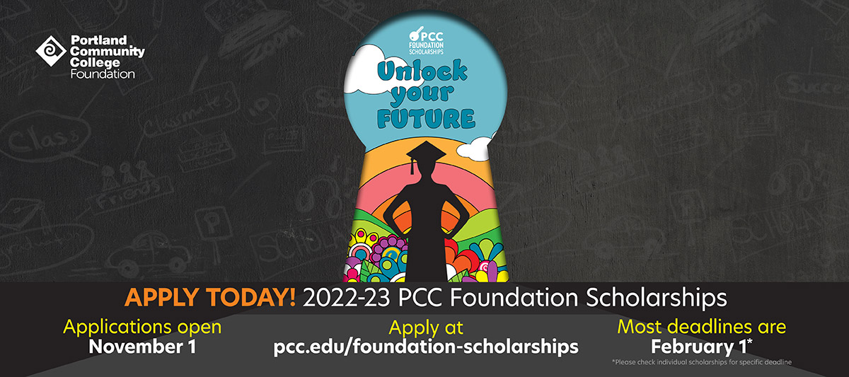 Unlock your future: Apply today for a 2022-23 PCC Foundation Scholarship. Applications open November 1, most deadlines are February 1