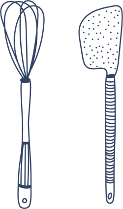 Whisk and spatula illustrated icon