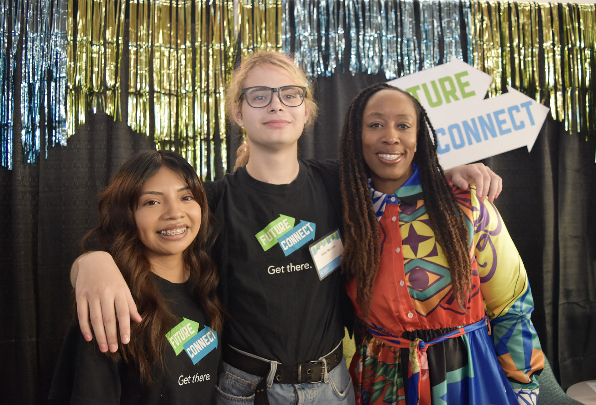 PCC President with two Future Connect students