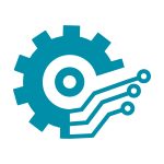 Gears and computer chip icon