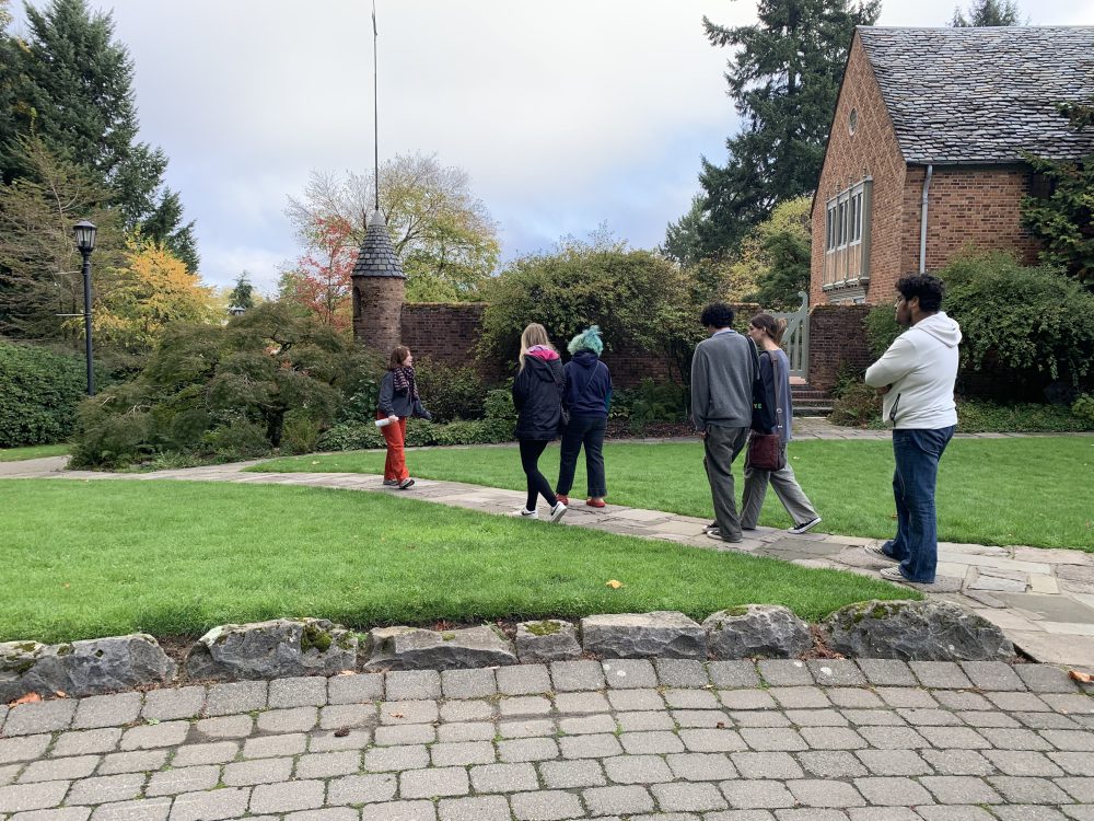 Students visiting a university