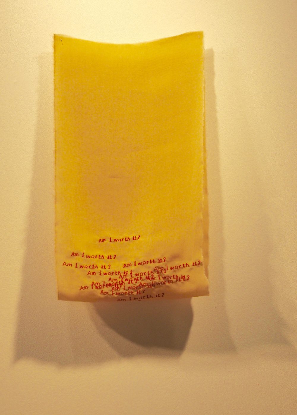 AM I WORTH IT? Fabric with machine stitching