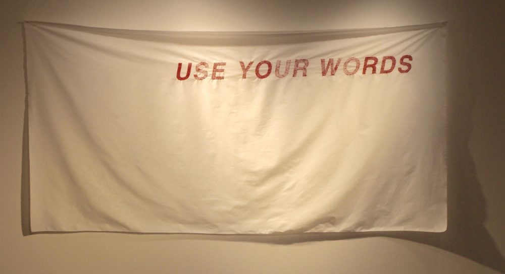 USE YOUR WORDS Fabric with hand embroidery