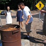 The pit (barrel) is ready for lighting. One last check before the match is tossed.