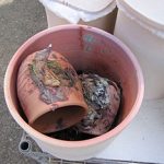 The results are not apparent until the debris is brushed off and the pot is scrubbed.