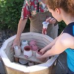 Starting at the bottom the kiln is loaded, shelf after shelf is added until it is full. Shelves are staggered to allow the wood-salt ash and fumes to better circulate throughout the kiln and better coat the pieces.