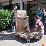 The first fuel used, and throughout the firing, is propane. The burner is lit and the heating begins.