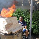 Each piece of wood creates instant flame and smoke out the chimney which lasts for approximately 30 seconds. This is creating a reducing atmosphere.