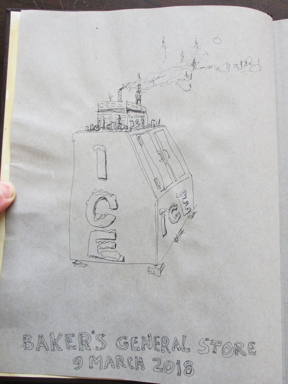 Conkle Sketchbook ice machine in black and white