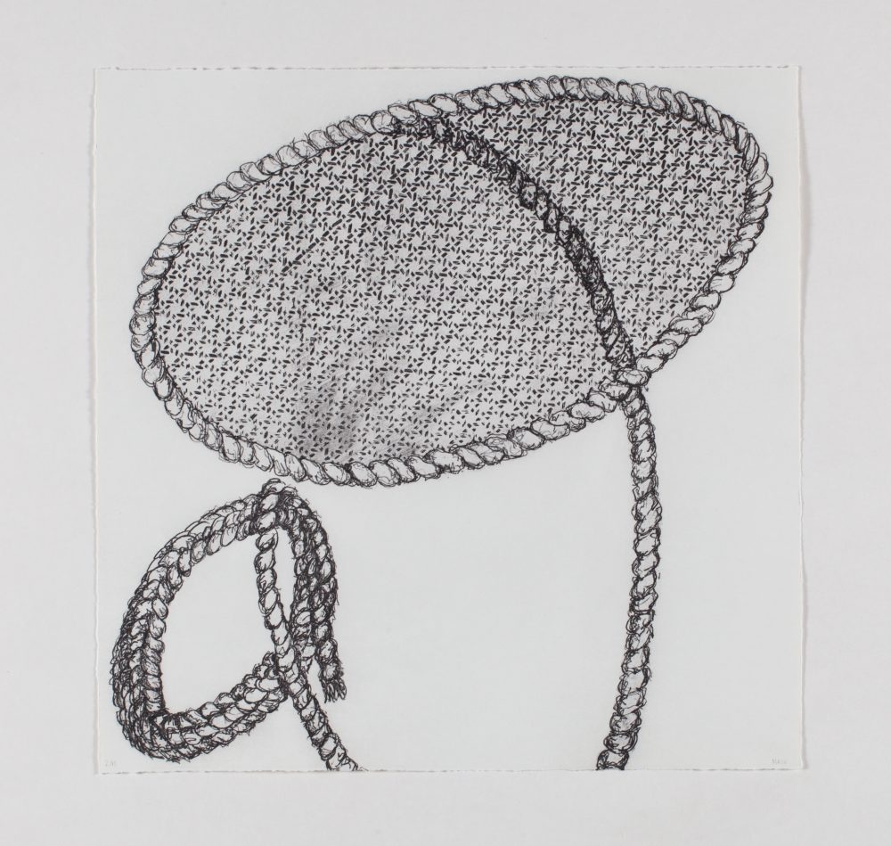 Portrait with Chair Caning (Part I) copper plate etching 18 x 18 in 2014