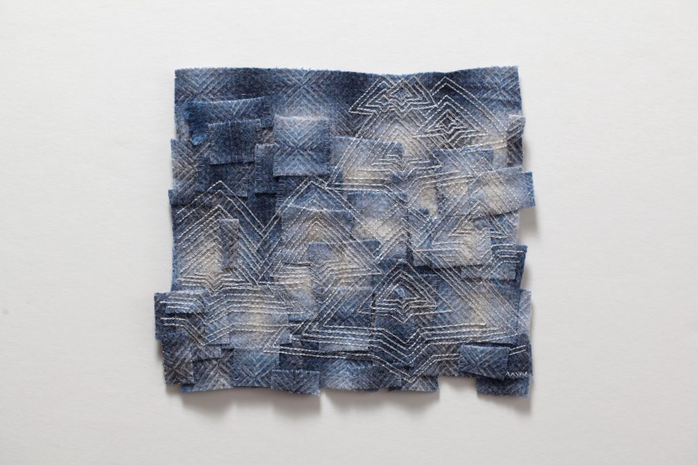 Seven Sisters (Shadow Plaid) reclaimed wool blanket, embroidery floss, thread 10.75 x 12.75 in 2016