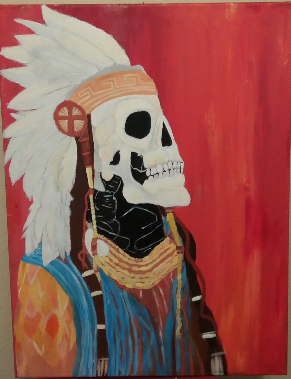 Cruz Hernandez; Native and Cowboy, 2020; Acrylic Paint; 20 x 18"; Painting