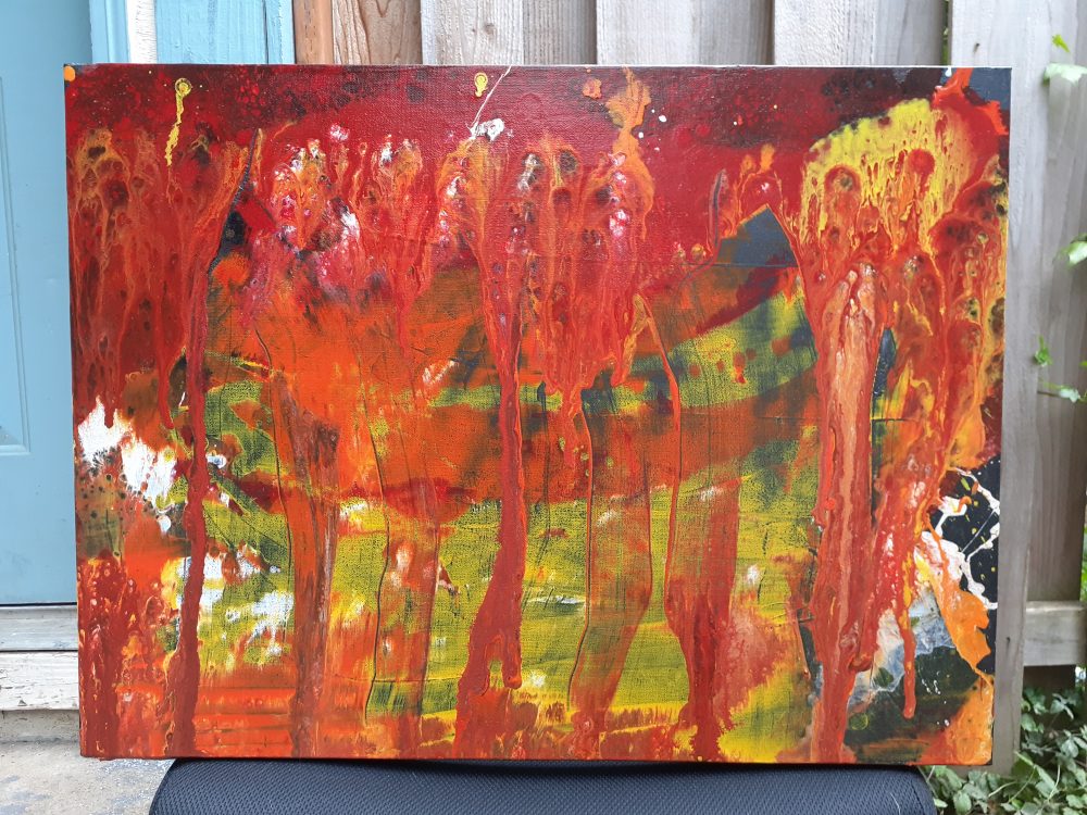 Ashleigh Pearl; On Fire, 2020; Acrylic on Canvas; 18 x 24"; Painting
