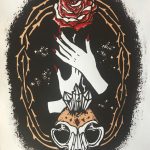 Jessica Allison-Bourne, Clawthorn, 2020, acrylic screen print on metallic cardstock, 11" x 8.5"