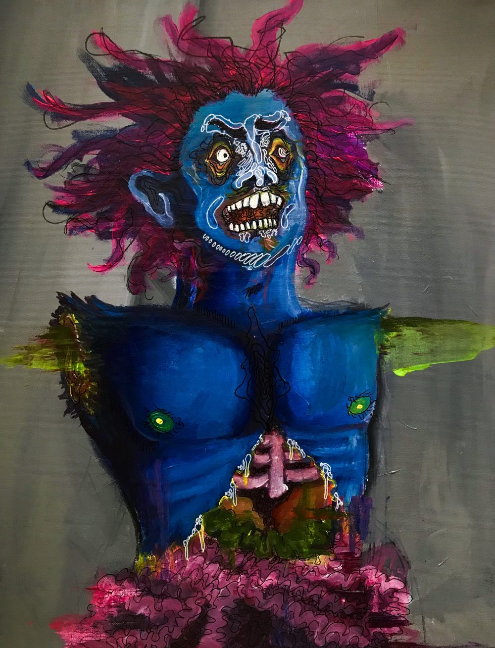 Mitchel Arndt, Overfed Pig, 2020, acrylic paint on canvas, 18" x 14"