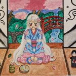 Jareth Austin, Dafu Portrait, 2020, acrylic paint, metallic acrylic paint, gel pen, markers, 12" x 18"