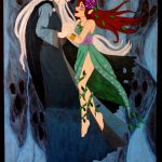 Jareth Austin, Hades and Persephone, 2019, acrylic paint, metallic acrylic paint, and stickers, 20" x 18"