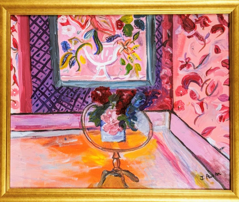 Jennifer Austin, La Vie en Rose, 2019, acrylic on canvas, 18" x 24"