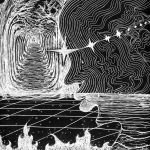 Dell Kory, New Skin, 2020, gel pen, black paper, 12" x 9"