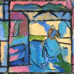 Gus Bertram, Bathroom Painting, 2020, acrylic and charcoal on canvas, 24" x 30"