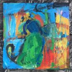 Gus Bertram, Blue Dancer, 2020, acrylic and charcoal on canvas, 24" x 24"