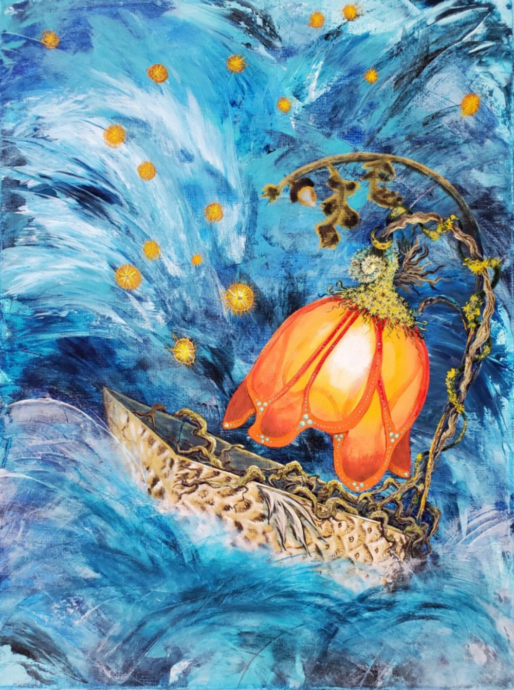 Bernadette Bonk, The Journey, 2020, acrylic on stretched canvas, 24" x 18"