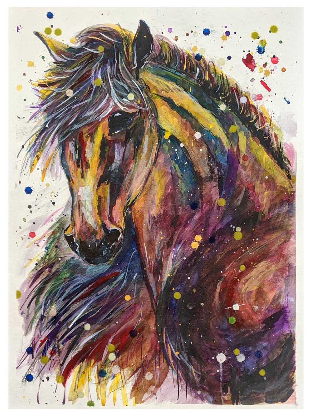 Joey DeSilva, Stallion, 2020, graphite, ink and acrylics on watercolor paper, 23" x 16.5"