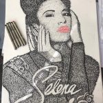 German Amaya, Scribble Portrait Selena Quintanilla , 2019, pigma micron black archival ink on strathmore drawing paper, 24" x 20"