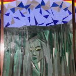 German Amaya, The Grass Bitch, 2019, individually painted paper, cut and glued, in triptych layout, 7.5" x 36"