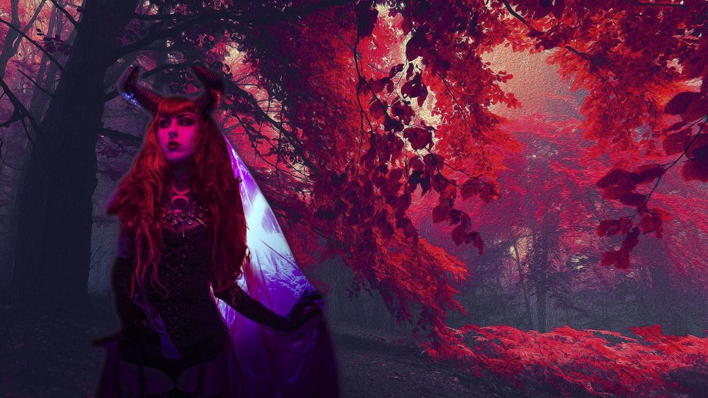 Chazz Goldfoot, Lost in the Red Forest, 2019, digital photograph and photoshop