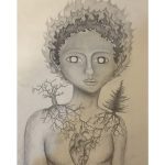 Wren Ingber, Rooted, 2020, graphite pencils, 24" x 15"