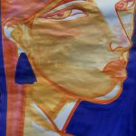 Lou Jenkins-Law, Orange Woman, 2020, paint pen, ink, watercolor on paper, 20" x 10"