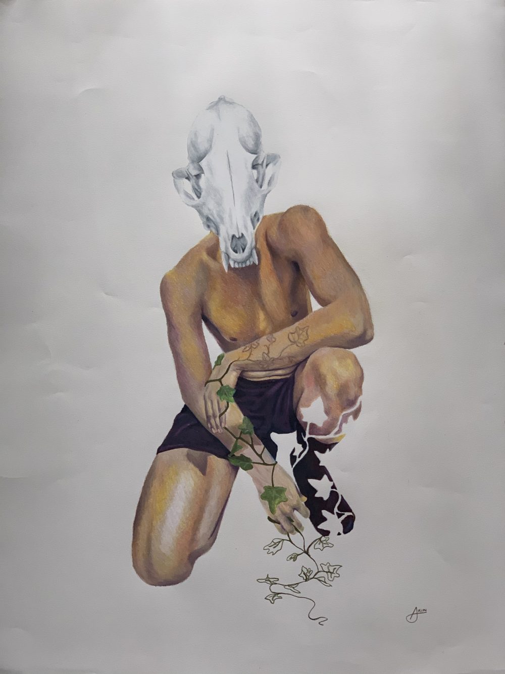 Arin Jenkins, Fido, 2020, prisma colored pencils on paper, 24" x 18"