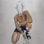 Arin Jenkins, Fido, 2020, prisma colored pencils on paper, 24" x 18"