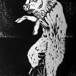 Tony Kane, Bully For You, 2019, woodcut print on paper, 12" x 8"