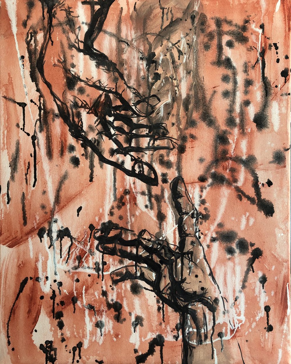 Jade Kroskey, Pollock x Michelangelo, 2020, acrylic on canvas, 30" x 24"