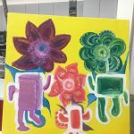 Leó Lefèvre, emotional flowers (inspired by keith haring) , 2020, acrylic paint on canvas, 20" x 20" x 1"