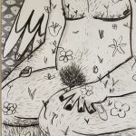 August Mollet, loving the self is a difficult journey, 2020, charcoal, conte on paper, 24" x 18"