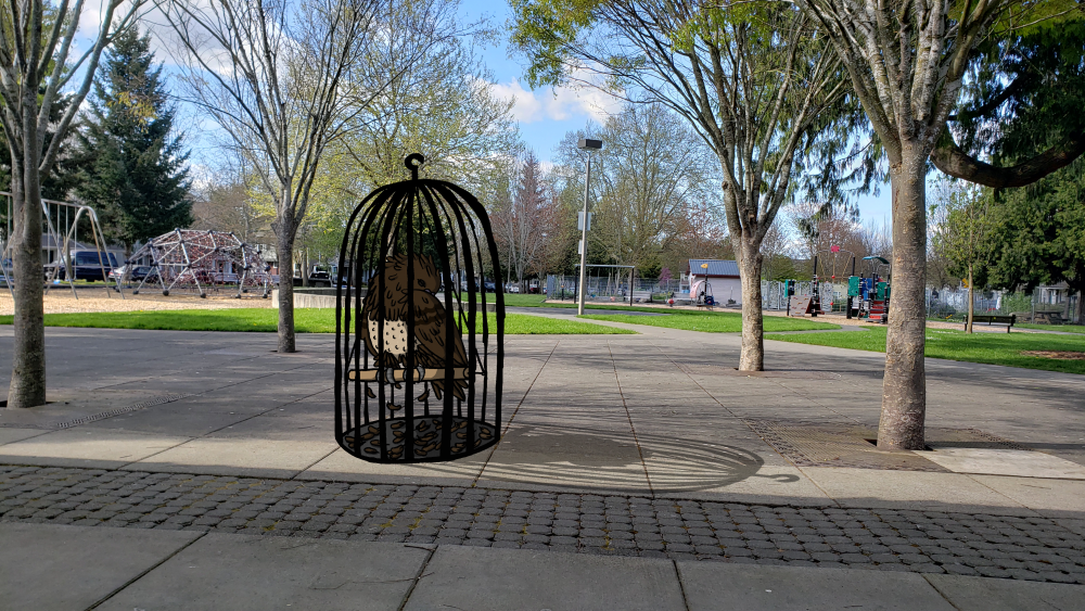 August Mollet, Quarantine, 2020, ink drawing on paper digitally imposed on photograph