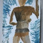 Sam Naylor, Man Painting (from behind), 2019, acrylic paint, 24" x 12"