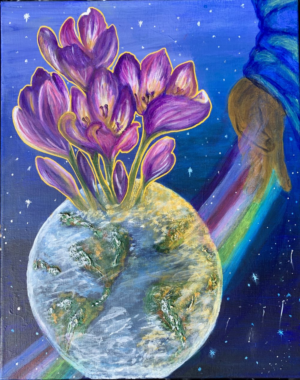 Robin Nelson, Beauty Will Bloom, 2020, acrylic paint on canvas, 20" x 16"