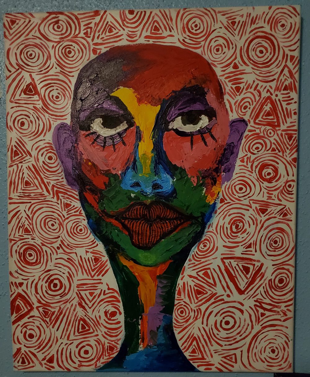 Samara Andre, you Trippin B, 2020, acrylic paint, 20" x 16"
