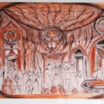 Maryea Torrey, Ritual, 2019, charcoal, conte, ink, paper layers, 18" x 24"