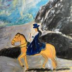 Xiaoqiong Wu, A Lady on Horseback, 2020, acrylic paint on canvas, 24" x 18"