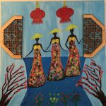 Xiaoqiong Wu, Stage, 2020, non-traditional support on canvas, 24" x 24"