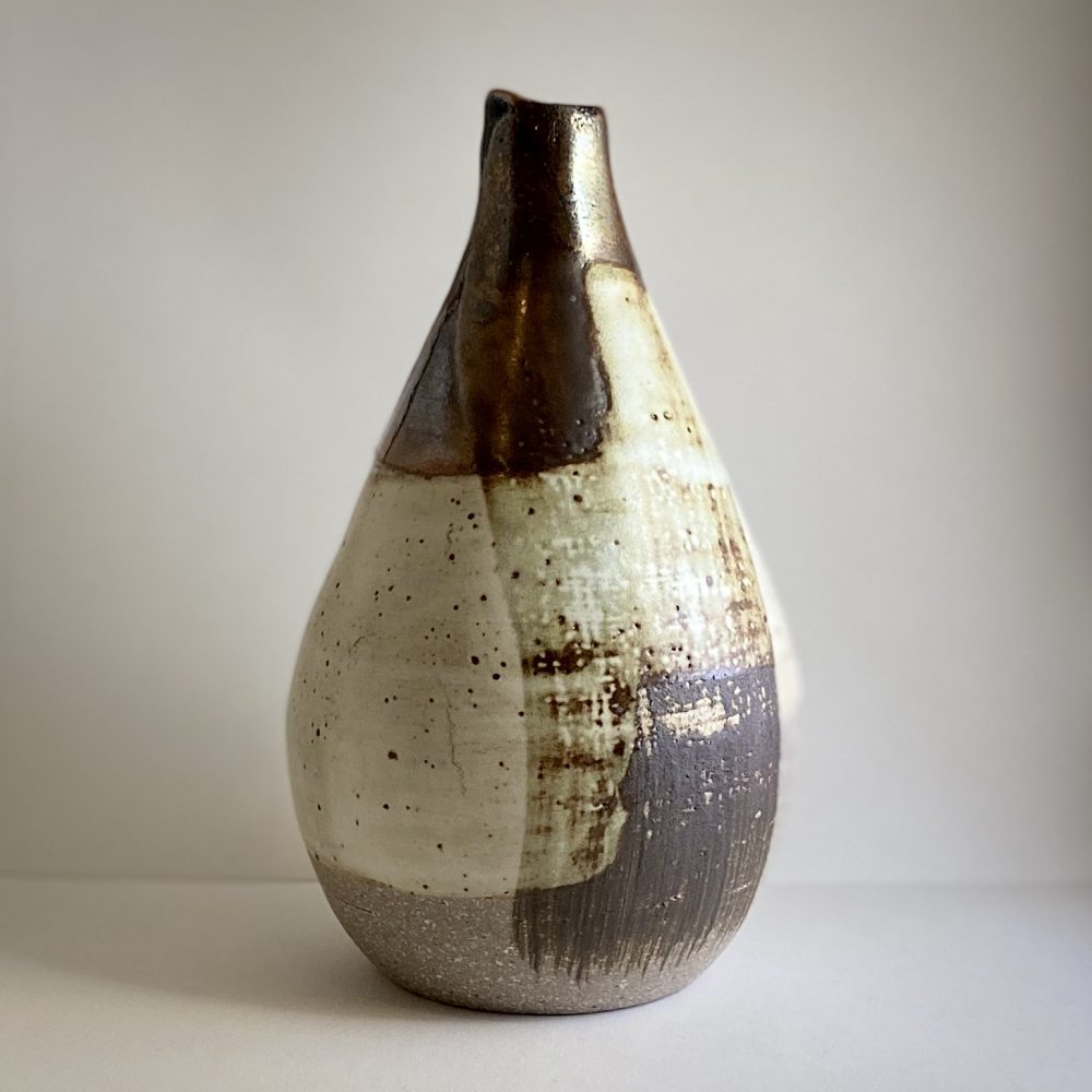 Rachael Zeller, Bottle, 2020, stoneware, colored slip, cone 10 glazes, 7" x 4" x 4"