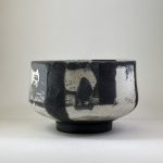 Rachel Zeller, Raku Tea Bowl, 2019, stoneware, colored slip, clear glaze, raku fired, 3" x 4.5" x 4.5"