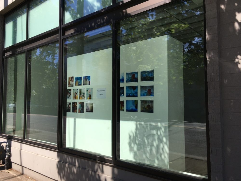 Tyler Hohnstein, Stories, window exhibition, 2020, view from sidewalk