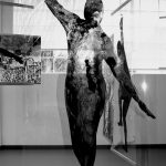 Sabina Haque, Detail of (UN)Belonging, installation at NW Dance Project, Portland, OR, January-February 2021, ink drawings on DuraLar and Mylar transparencies, 15 drawings, each 7' x 3' or 3' x 7'. Photographs by Ian Lucero.