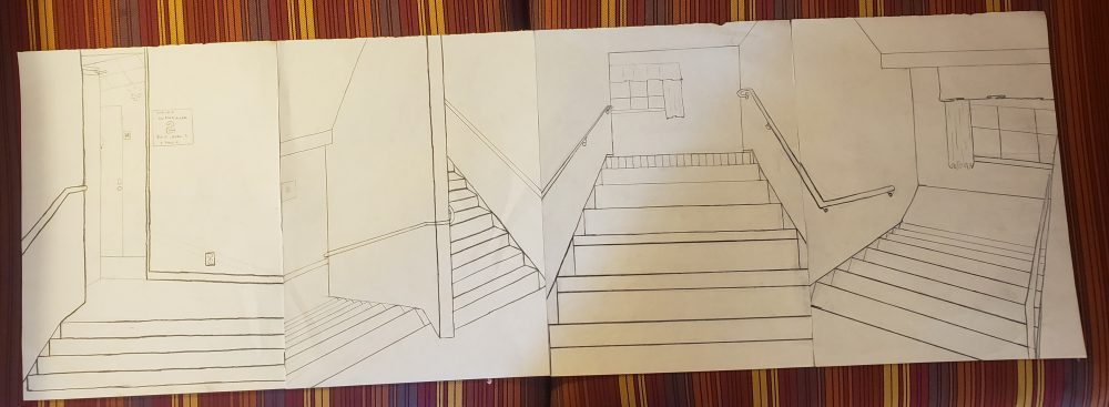 Four images of stairwells.